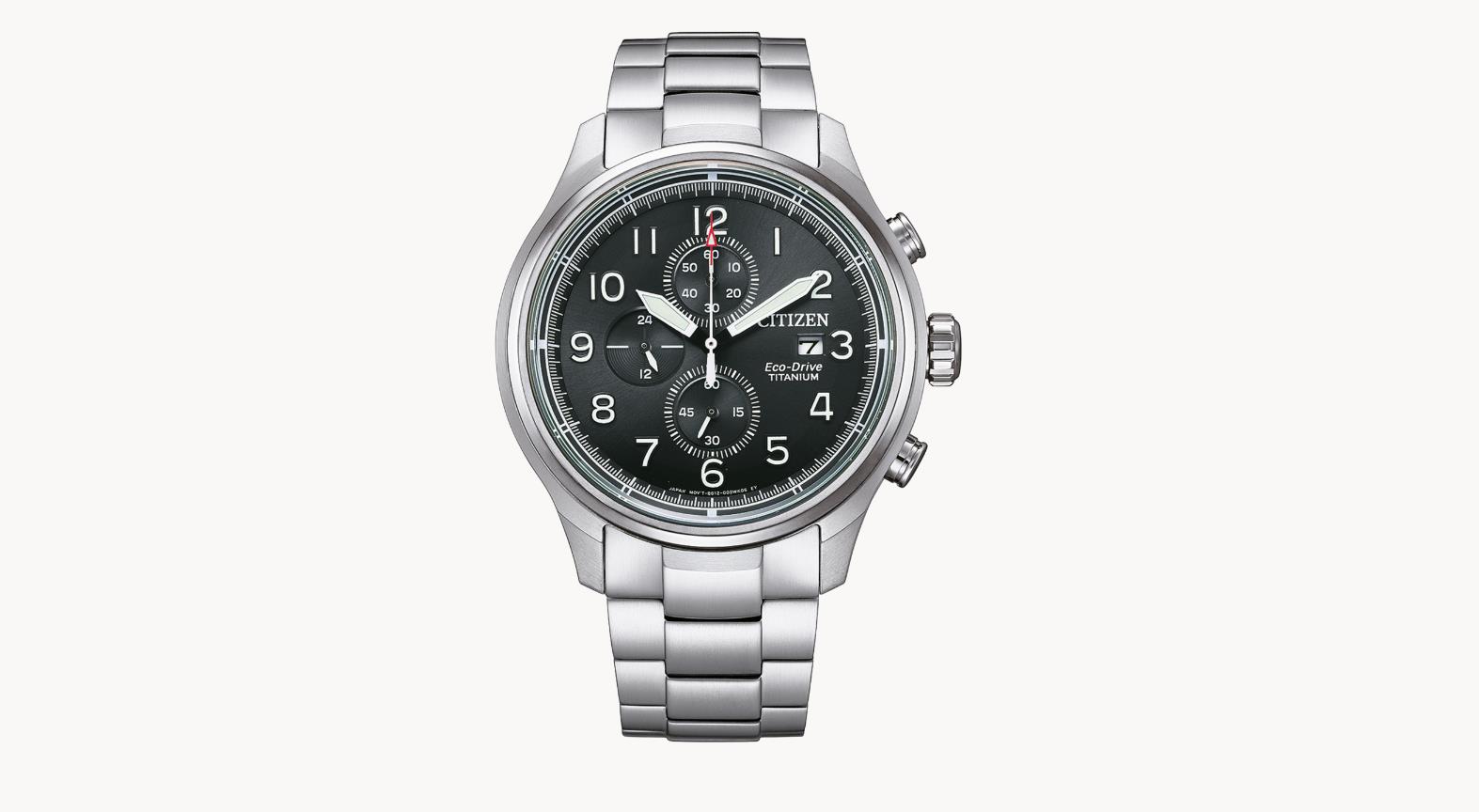 Citizen Herren Eco Drive, Chronograph, Titan