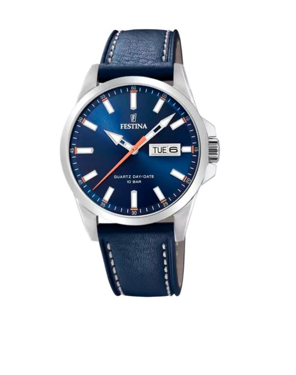 FESTINA HERREN STAHL ZIFF.BLAU