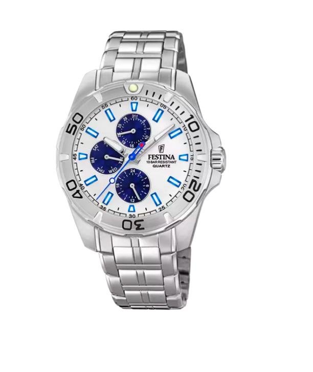 FESTINA HERREN MULTIF STAHL ZIFF.SIL/BL