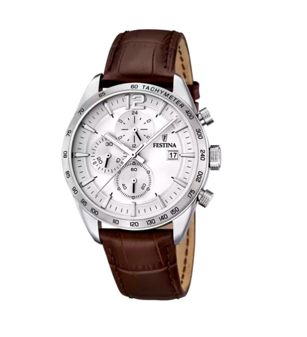 FESTINA HERREN CHRON STAHL ZIFF.SILBER